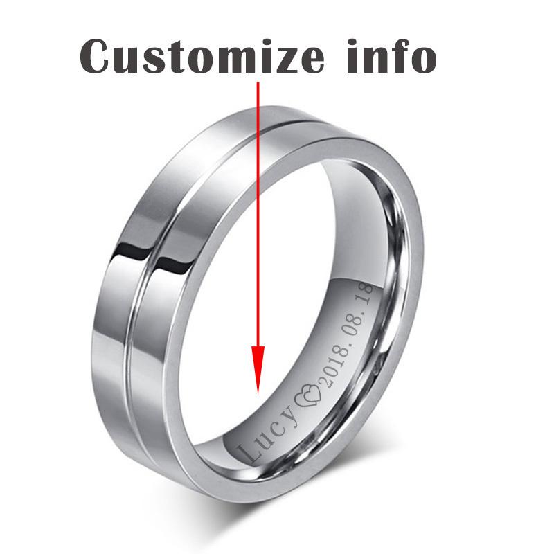Vnox Trendy Wedding Bands Rings for Women / Men Love Gift Gold-color Stainless Steel CZ Promise Couple Jewelry