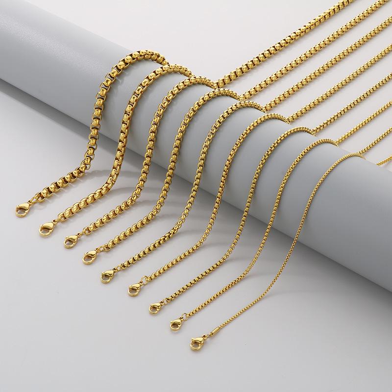 Square Pearl Stainless Steel Titanium Necklace for Men and Women