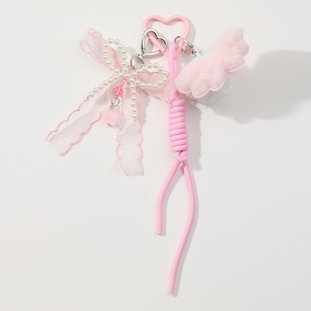 Plush Pompoms Keychain Heart Keying Pendant Car Key Chain Hanging Ornaments Rope Keyholders Bag Charm Decorations