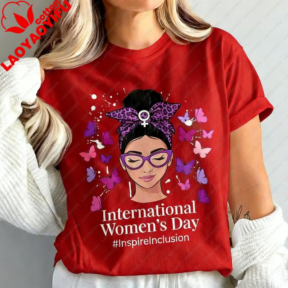 2026 International Womens Day Gift TShirt Butterfly Empowered Women Shirt Feminist Graphic Tee Girl Power Tshirt Fashion Tops