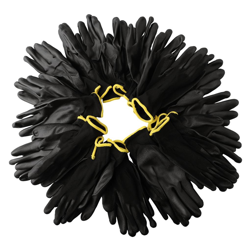 12 Pairs PU Coated Work Gloves Safe Coating Daily Gloves Hand Protective PU Nylon Antiskid Dust-Proof Practical Work Gloves