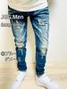 JGG.Men Jeggings Skinny Pants Skinny Denim Distressed Denim Drill UK Drill Sweat Hip Hop Street Sweat Denim Jogger Denim Jogger Pants Jeggings Skinny