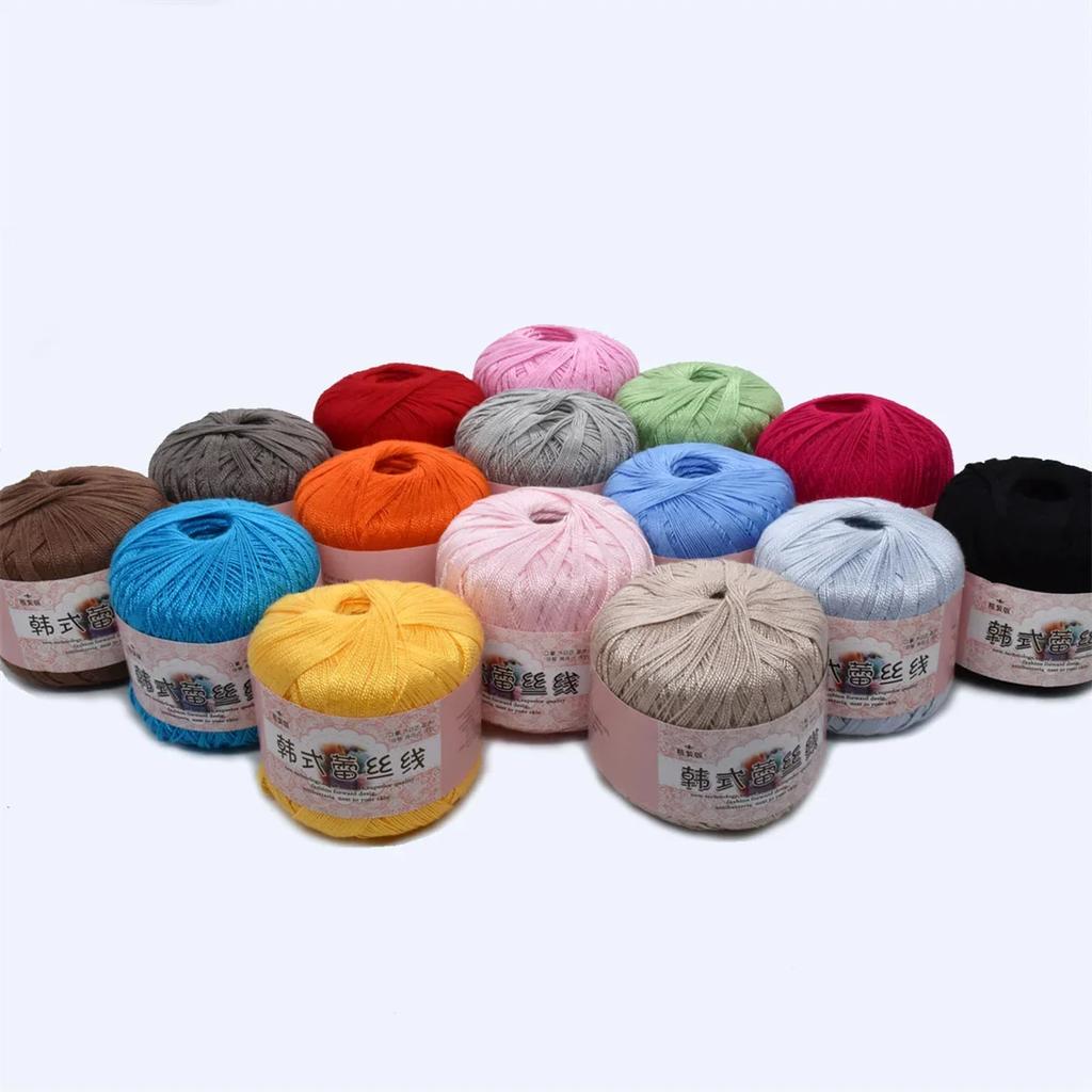 50g/ball Worsted 2 Ply Middle Thin 0.8mm 8# Lace Cotton Yarn 100% Cotton Crochet Thread for Hand Knitting Sewing 400m/437yd