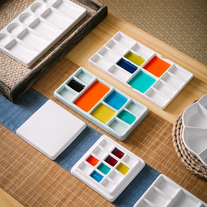 Keramik-Mehrfachnapf-Palette für Aquarell- und Gouachefarben für Kunststudenten