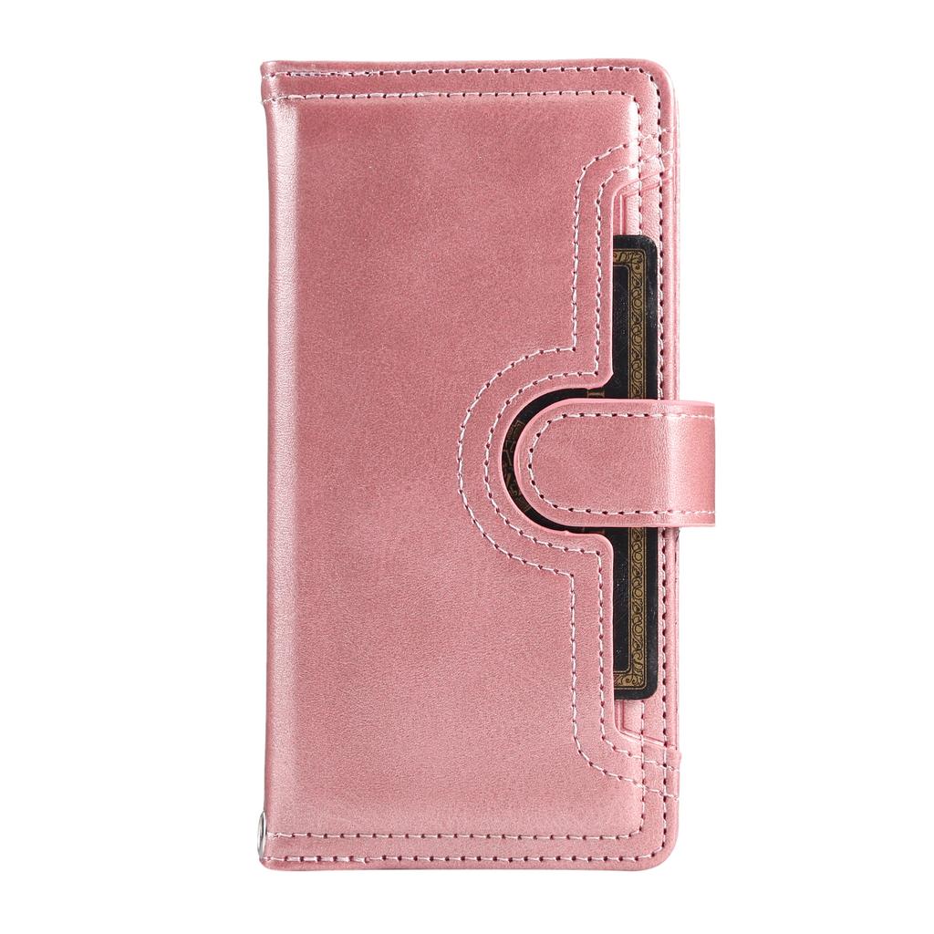 For iPhone 16e Case Split Leather Magnetic Wallet Phone Protector with Wrist Strap