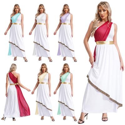 Vrouwen Praise Dance Dress Een Schouder Vintage Romeinse Keizerin Kostuum Halloween Oude Griekse Toga Cosplay Outfits Fancy Dress Up