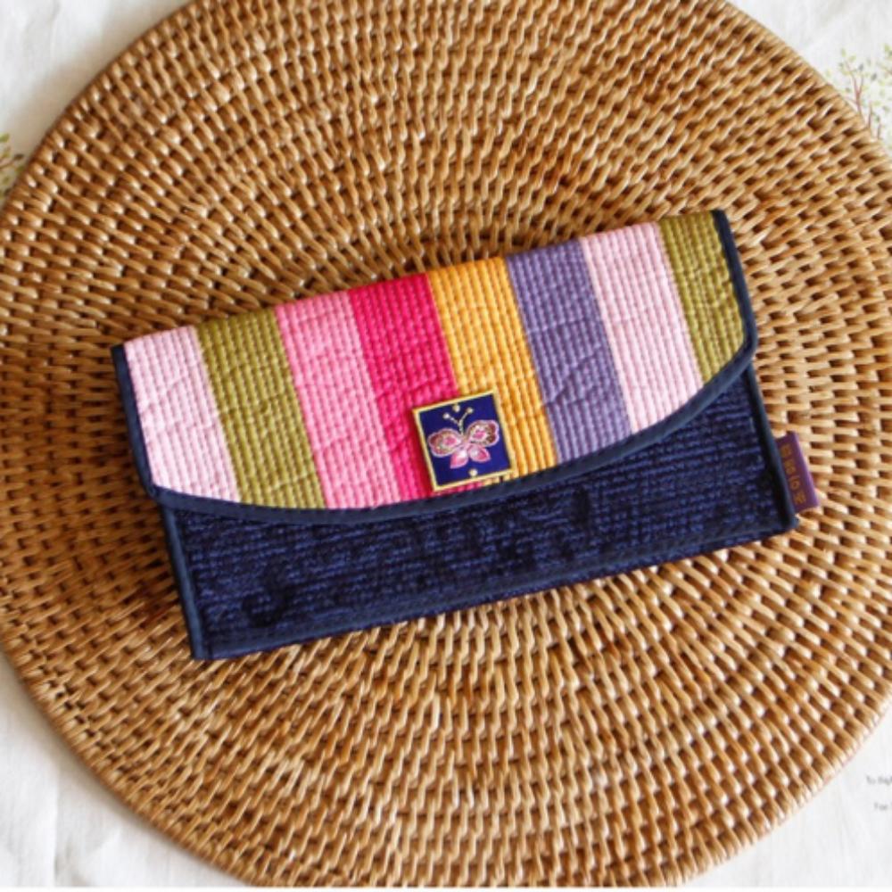 Colorful Silk Korean Quilted Long Wallet