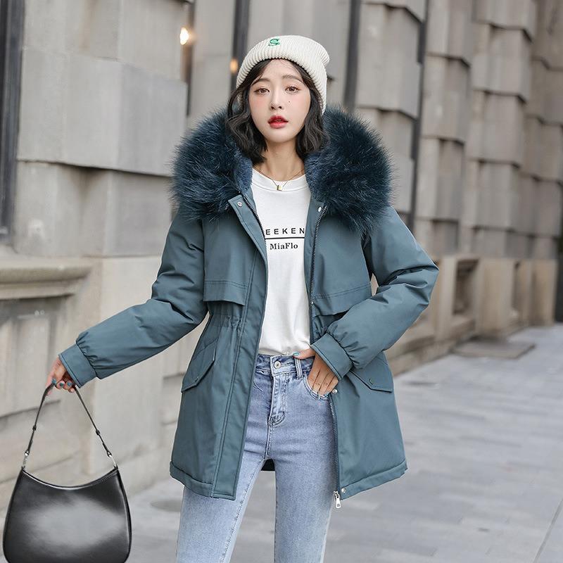 Padded clothes women's short padded jackets new winter clothes big fur collar padded clothes loose velvet pie to overcome the thickness of the coat