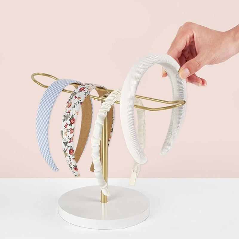 Contemporary Headband Display Stand Wooden Base Scrunchie Holder Space Saving Hair Accessories Organiser for Bedroom