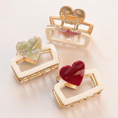 1pc Love Square Hair Clip, Simple Vinegar Clip, Personalized and Fashionable Temperament, Shark Clip Hair Clip Headband