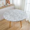 Fitted Round Plastic Tablecloth with Flannel Backing and Elastic Edge, Waterproof Table for Dining