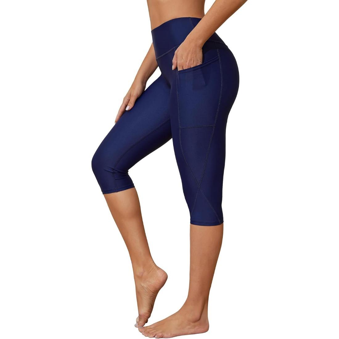 

Жіночі плавальні штани Charmleaks Плавальні капрі з високою талією Плавальні шорти Легінси для плавання M синій