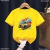 2026 New Hot Super Racing Car-Cool Graphic Printed Tshirt Boys Kawaii Kids Clothes Summer Short Sleeve Solid Yellow T-Shirt Tops