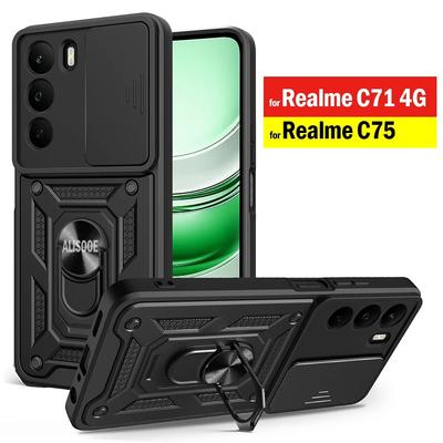 Armor Funda for Realme C71 4G / Realme C75 4G Case Slide Camera Ring Stand Protect Cover Shockproof Capa