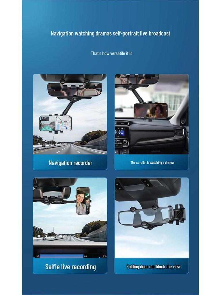 Verstellbare Rückspiegel-Handyhalterung - Multifunktional, Drehbarer Autohalter