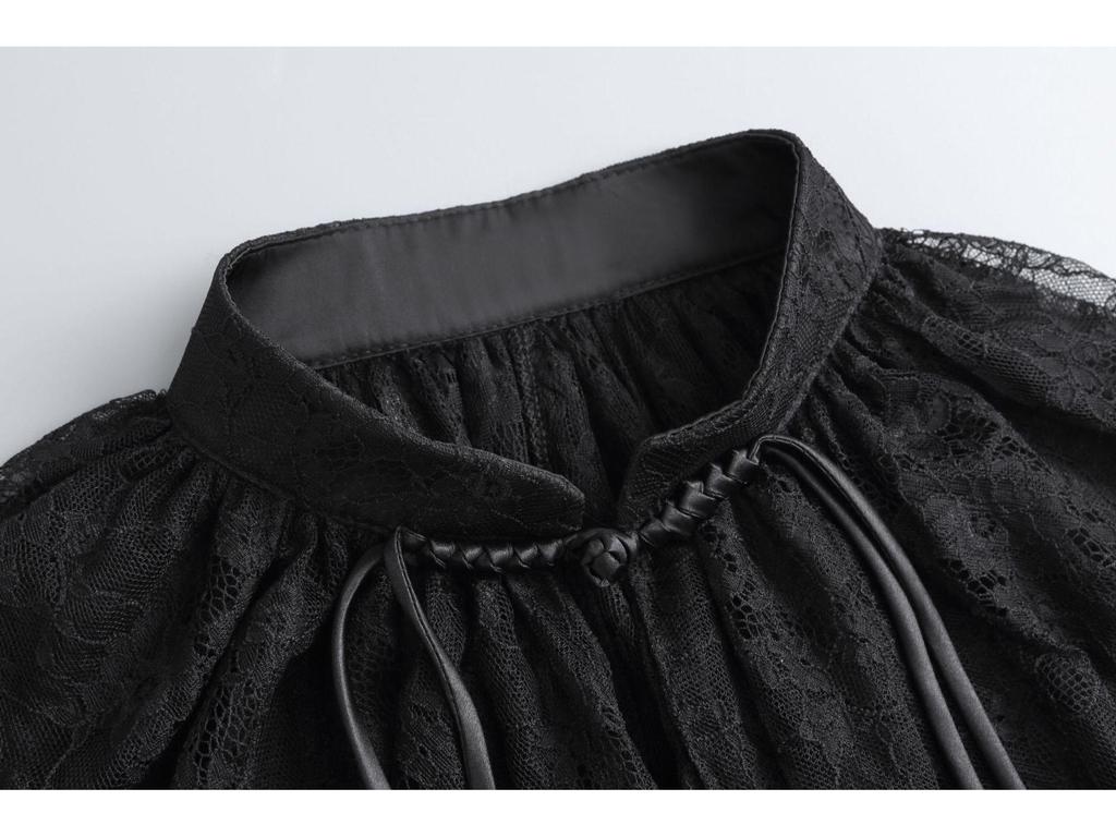 2024 Elegant Chinese Style Lace Cape & Cheongsam Cardigan with Cloud Shoulder Collar