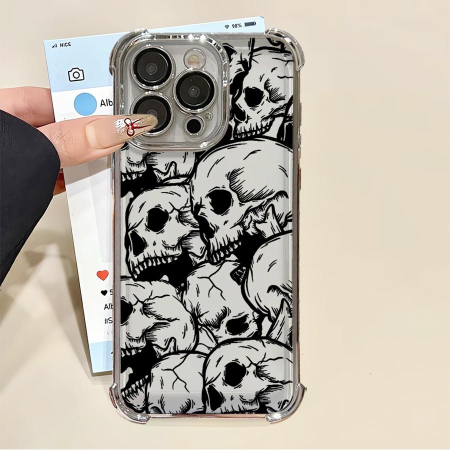 

Phone Cover Case for Apple iPhone 17 Pro Max Air 14 15 16 Pro 16e 13 11 12 Plus Four Spooky Skull Patterns iPhone 15 Pro Max