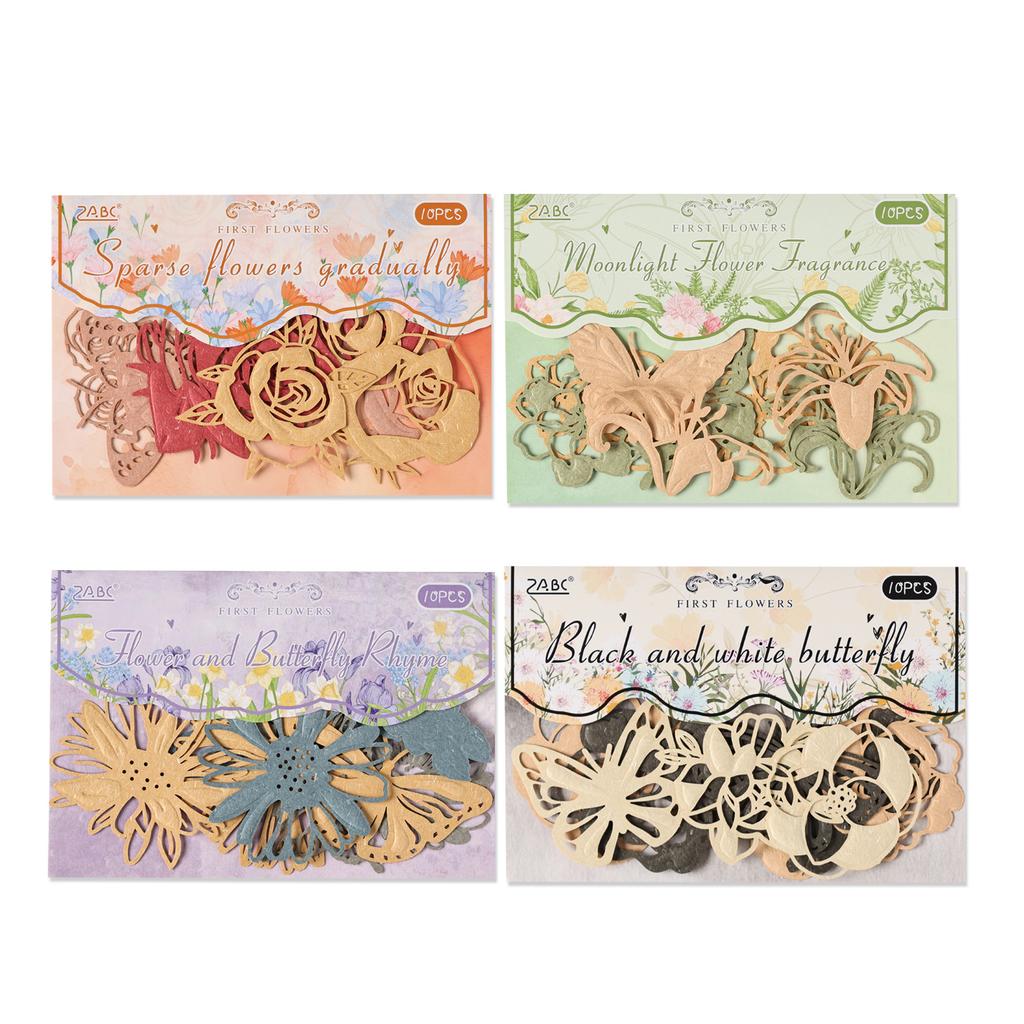 10 pcs Vintage Die-Cut Paper Pack, Non-Stick Journal Decorations, Artistic Collage Materials