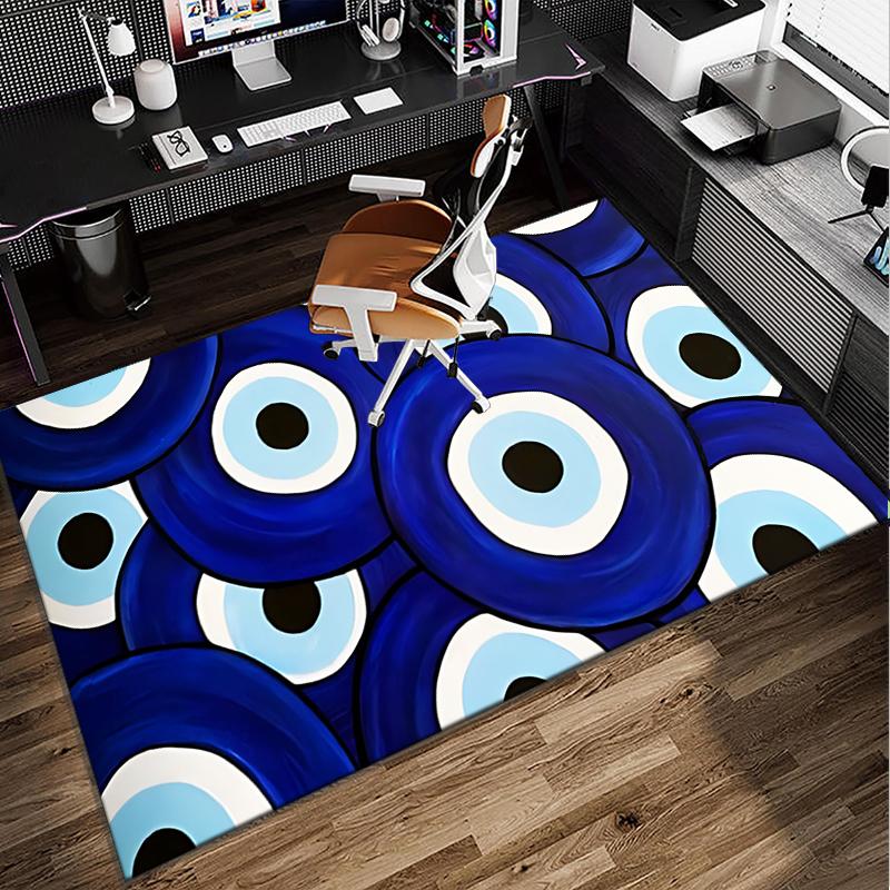 The Turkish Evil Eye Office Rug Chair Mat, Entryway Carpet, Suitable for Front Door, Bedroom, Living Room, Desk, Holiday Gift