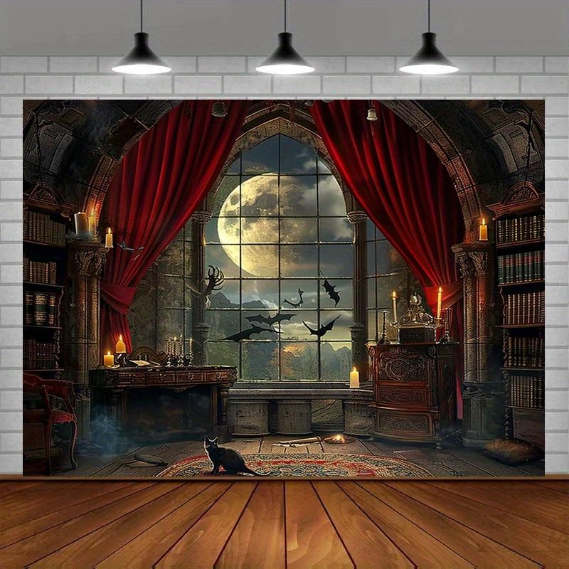 1 piece of medieval castle ghost witch Halloween party background cloth photography cloth - multi-purpose large wall decoration