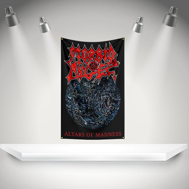 M-Morbids Angel Flag Rock Music Band Banner HD Printing Tapestry Exhibition, Music Band Fans, Garage Decor