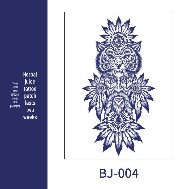 Men's Semi-Permanent Herbal Waterproof Tattoo Stickers - Long-Lasting, Non-Reflective Full Arm Cover