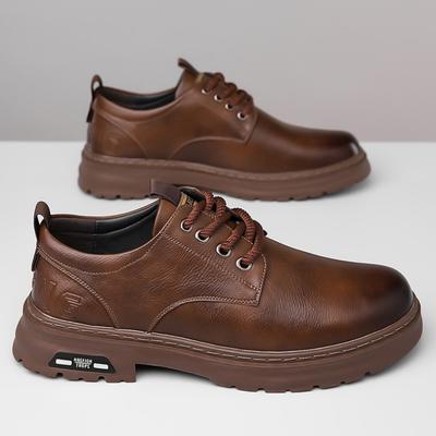 Retro Men Oxfords Platform Breathable Casuals British Style Business Formal Leather Shoes Anti-slip Wear-resistant Tooling Shoes