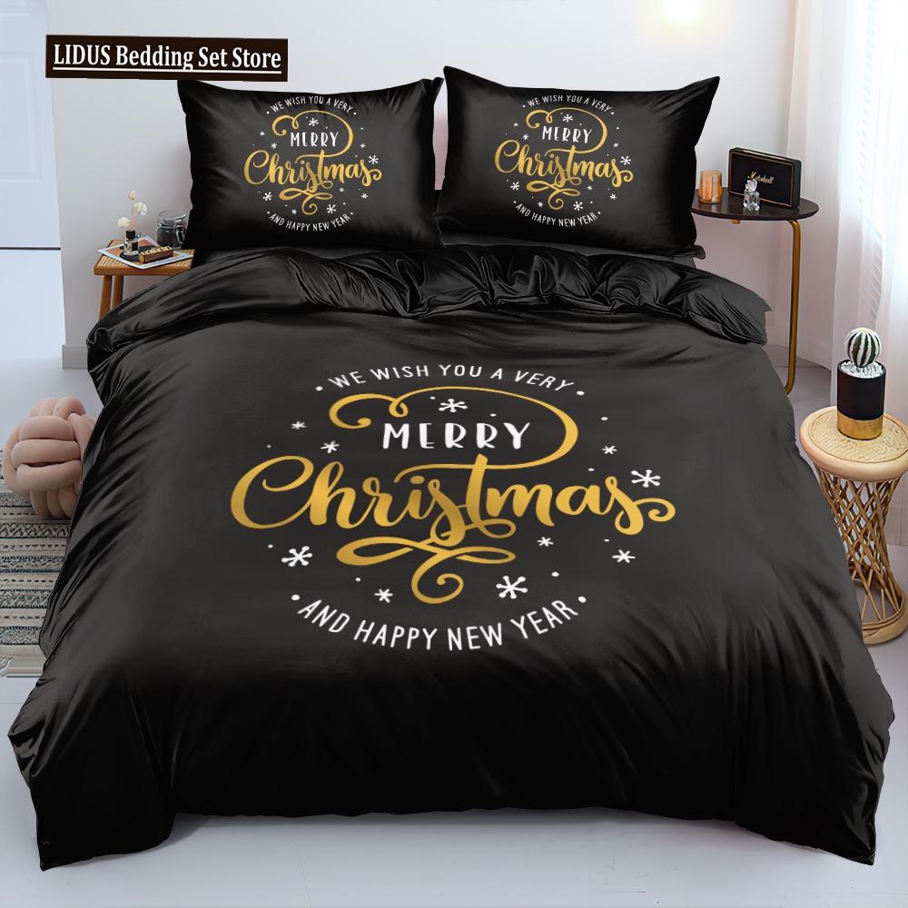 3D Merry Christmas Duvet Cover Set And Pillowcase(s) King/Queen/Double Quilt Covers Set 3D Bedding Sets Queen Size 2/3pcs