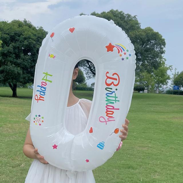 32 Inch Standing White Number Balloons Birthday Decoration Balloons Kids Birthday First Party Girl Banquet Shower Baby Decor 