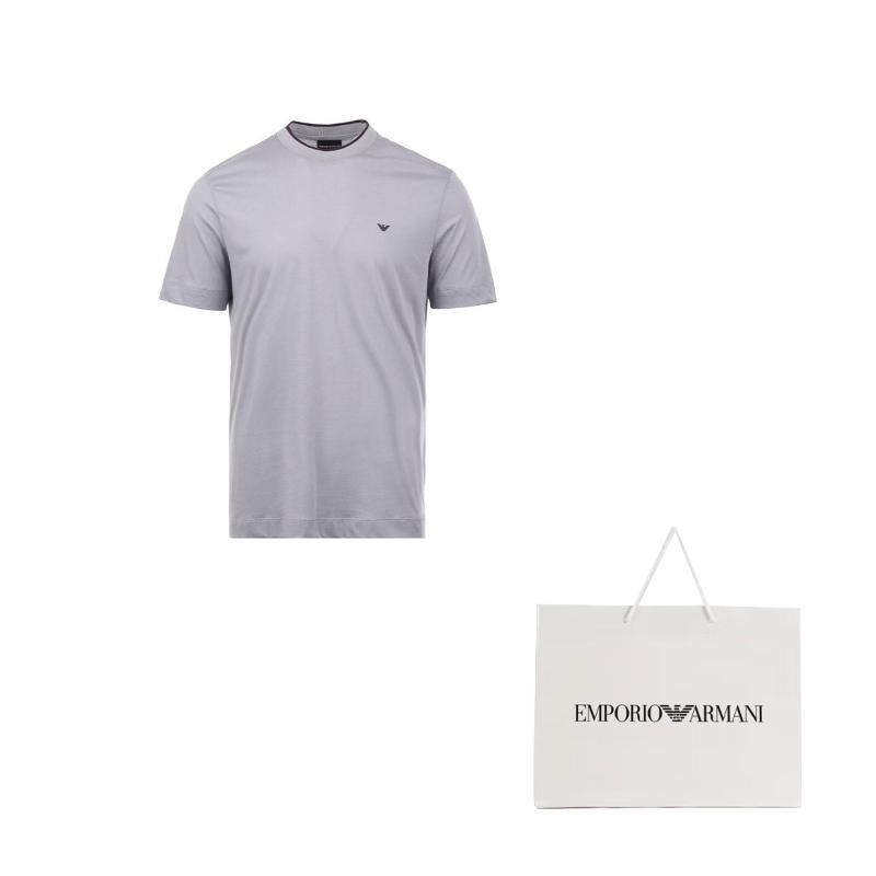 EMPORIO ARMANI SS24 T Shirt Men's Gray Blue 3D1T73-1JPZZ-08B6