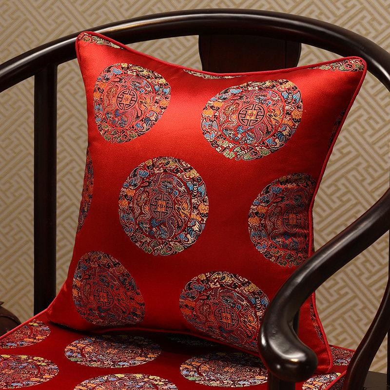 Chinese-Style Jacquard Square Pillow Cover Embroidered Lumbar Pillow Case Sofa Large Backrest Cover Hotel Office Home Decor