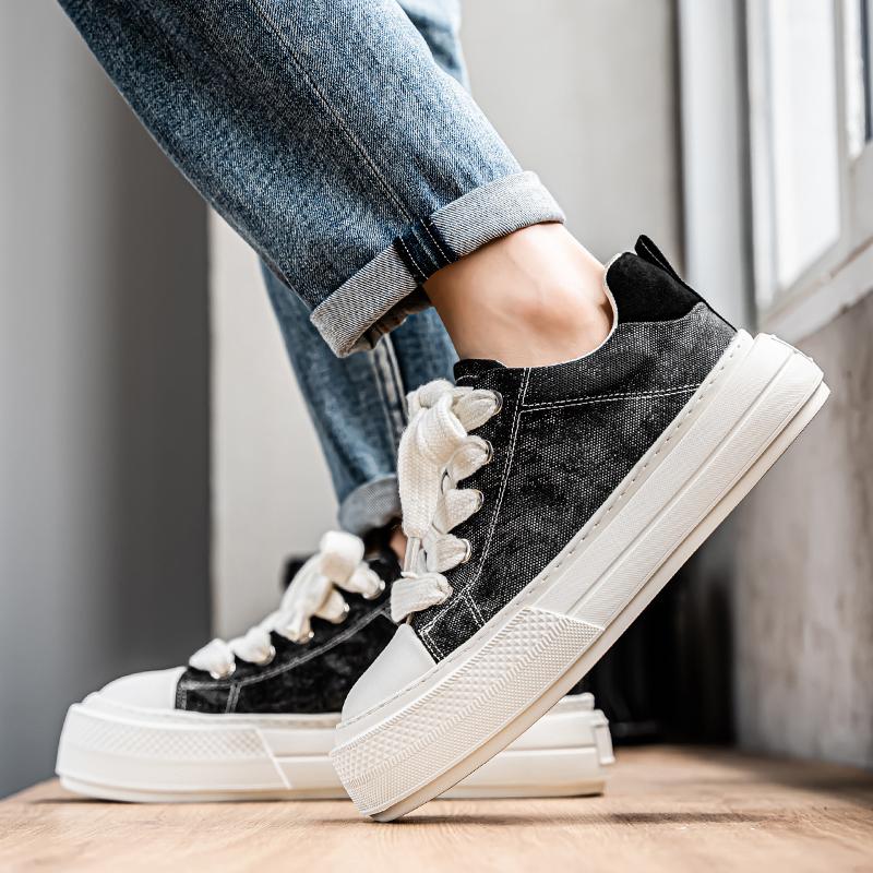 Fashion High-Quality Fashion Thick Bottom Canvas Board Shoes Men's Breathable Flat Designer Lace-Up Oxford Shoes Outdoor Running Shoes