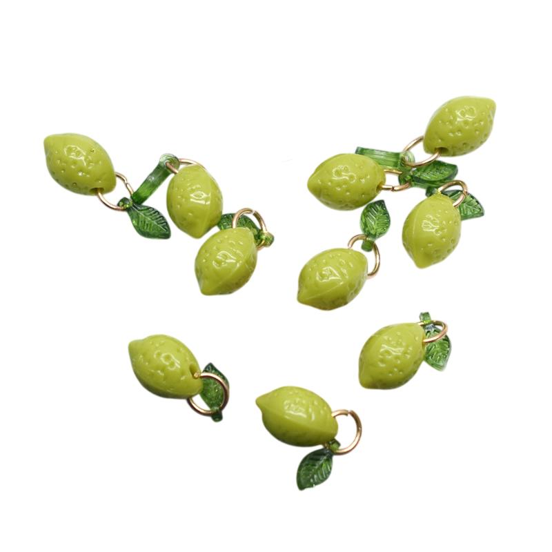 Mini Acrylic Fruit Lemon Pendants Lovely DIY Charms Waterproof for Bracelet Necklace Keychain Jewelry Making Supplies