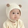 Super cute baby autumn and winter new children's thermal hat cute double ball hat warm ear protector knitted wool hat