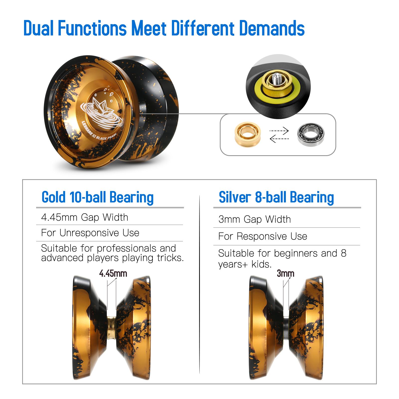 

2pcs Aluminum Alloy Yoyo Ball Competitive Yoyoball with Bearing Strings Storage Case and Glove