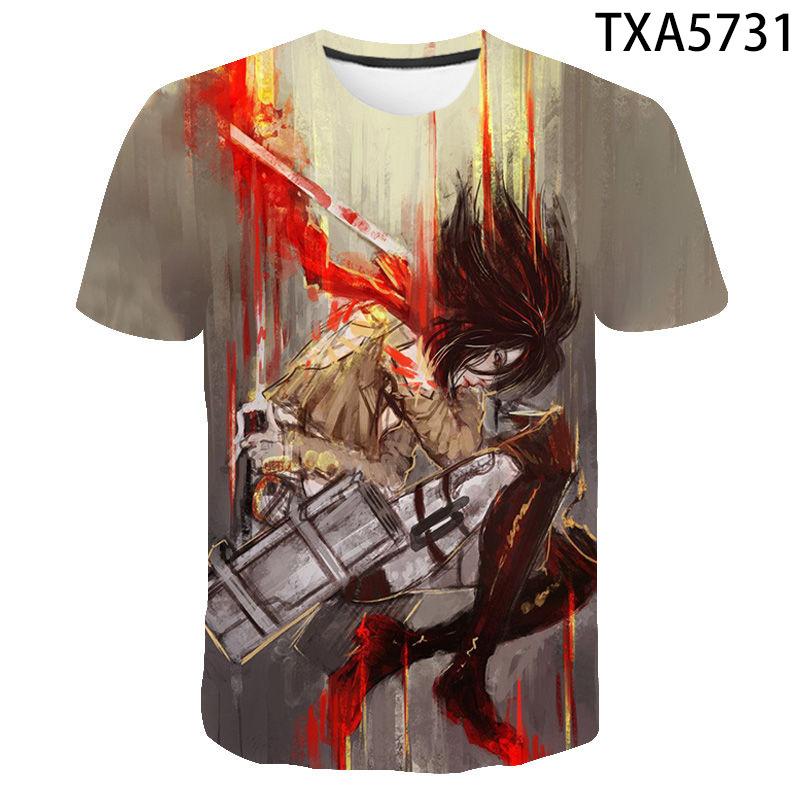 Attack On Titan Levi Ackerman 3D Print T-Shirt, High Quality Polyester Short Sleeve, Fashion Streetwear Casual Daily Wear