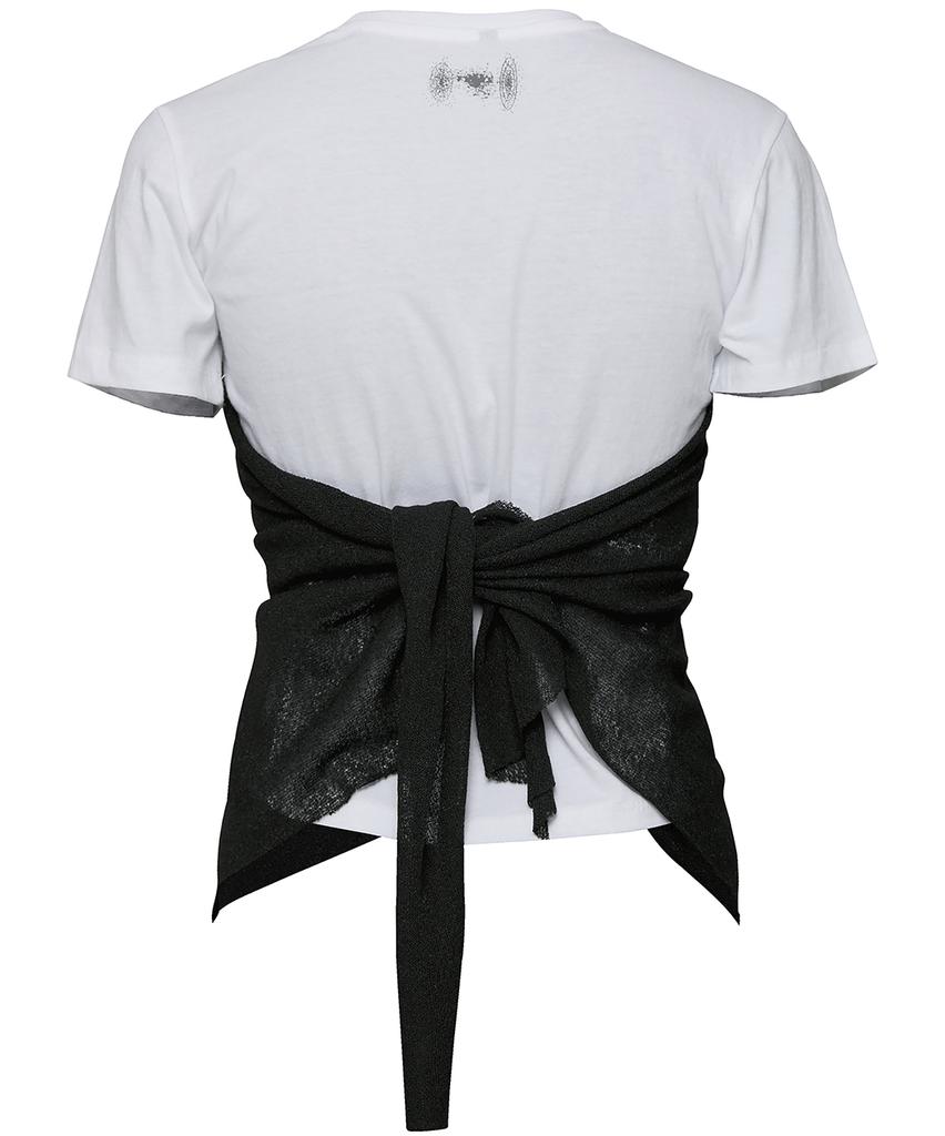 Peulleeoeob Bustier Layered T-Shirt (Fl-122_White&Black)