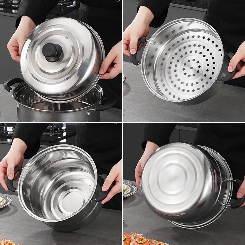 HUIHUADU 28cm doppelstöckiger Dampfgarer aus Edelstahl