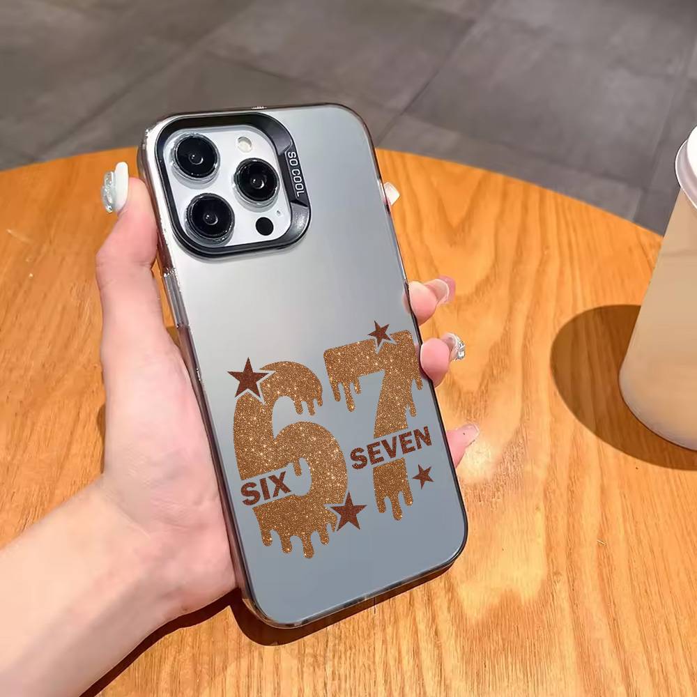 67 S-SIX-X S-SEVEN-N art Phone Case For iPhone17,16,15,14,13,12,11 Plus,Pro Max Black Candy silver phone case