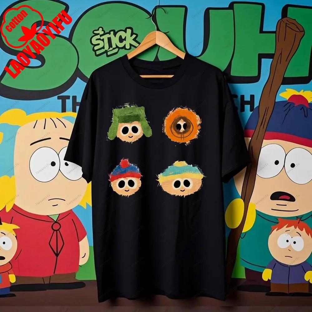 South Parks kleiner fetter Junge Cartman Süßes Cartoon Gedrucktes T-Shirt Shirt Humorvolle Streetwear Unisex Sommer Rundhals Kurzärmlig