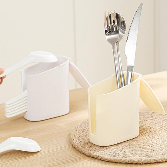 Spoon Storage Box Kitchen Cutlery Organizer Bottom Design Easy to Dust-Proof Cover Hollow Clean Spoon