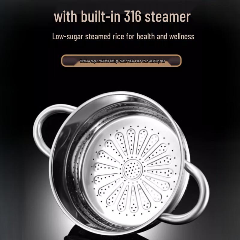 Yingbai 20cm Thickened Stainless Steel Soup Pot with Steamer