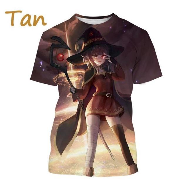 

Летняя футболка Megumin с 3D принтом Konosuba в стиле аниме Harajuku, Повседневная мода с короткими рукавами и оверсайзом XXXL