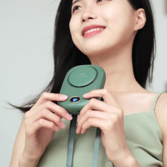 Portable Hanging Neck Fan Digital Display Strong Airflow Low Noise USB Rechargeable Bladeless Mini Cooling Fan