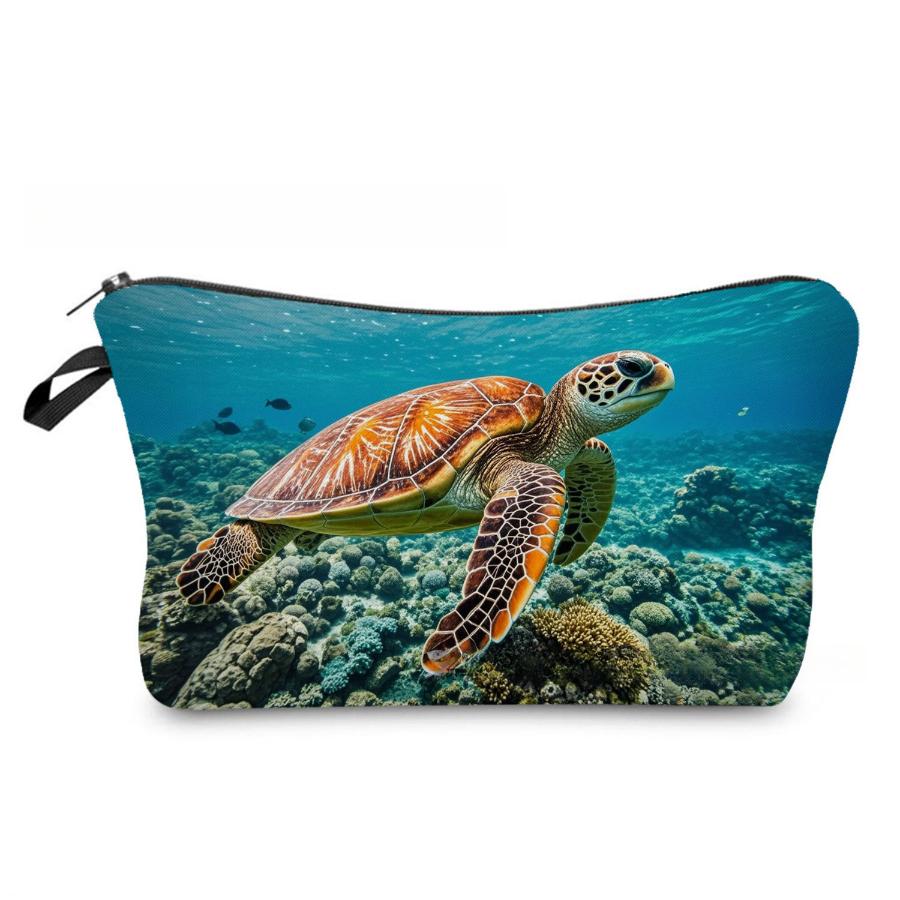 Women Octopus, turtle Print Cosmetic Bag Toiletries Organize Travel Storage Case 6969 KTB