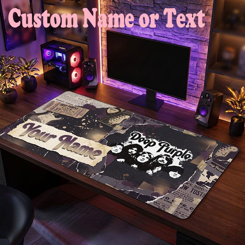 Deep Purple Customized Name Text Mouse Pad, Large Desk Mouse Mat Personalized Home Office Present