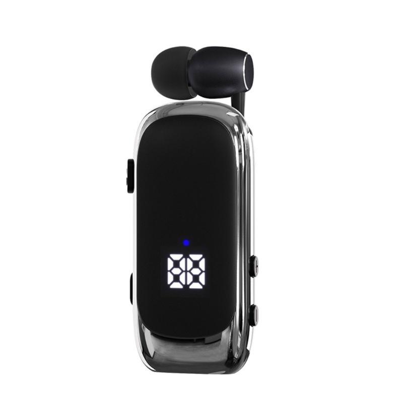 Lavalier Business Bluetooth-compatible Earphone Wireless Calling Talk Music Time LED Digital Display Headphone For Car