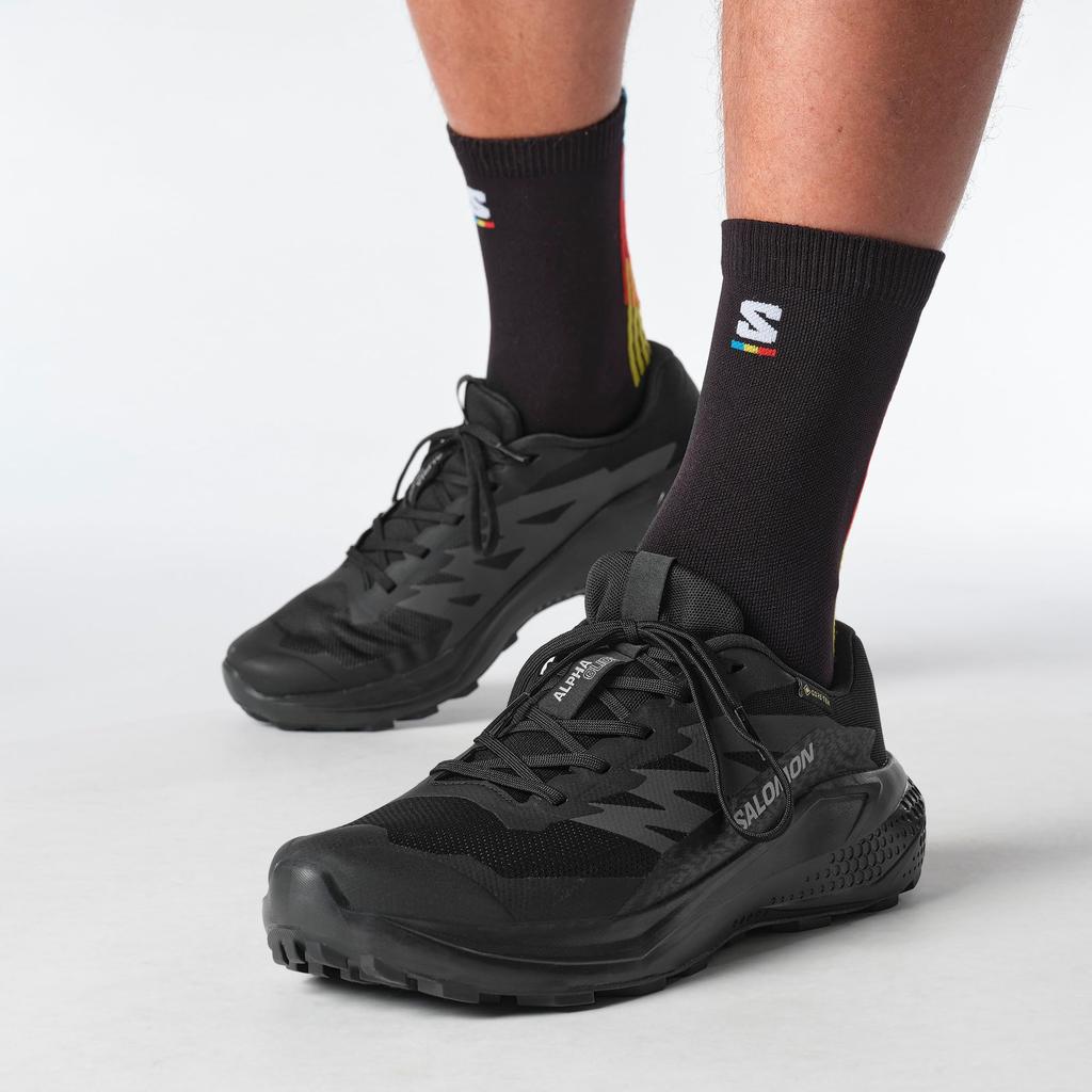 Salomon ALPHAGLIDE Trail Running Size GORE-TEX Shoes, Men's L47802100, 28, Black/Asphalt/Black