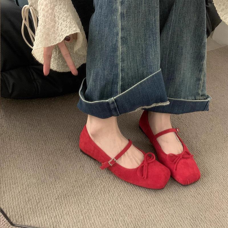 Flat Shoes Mary Jane Single Shoes Women's 2025 New Spring and Autumn Beautiful Gentle Evening Shoes Square Head Ballet Ladyshoes
