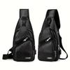 1pc Men's PU Leather Crossbody Bag, Retro Casual Large Capacity Multi-Layer Chest Bag for Daily Commute, Zipper Closure